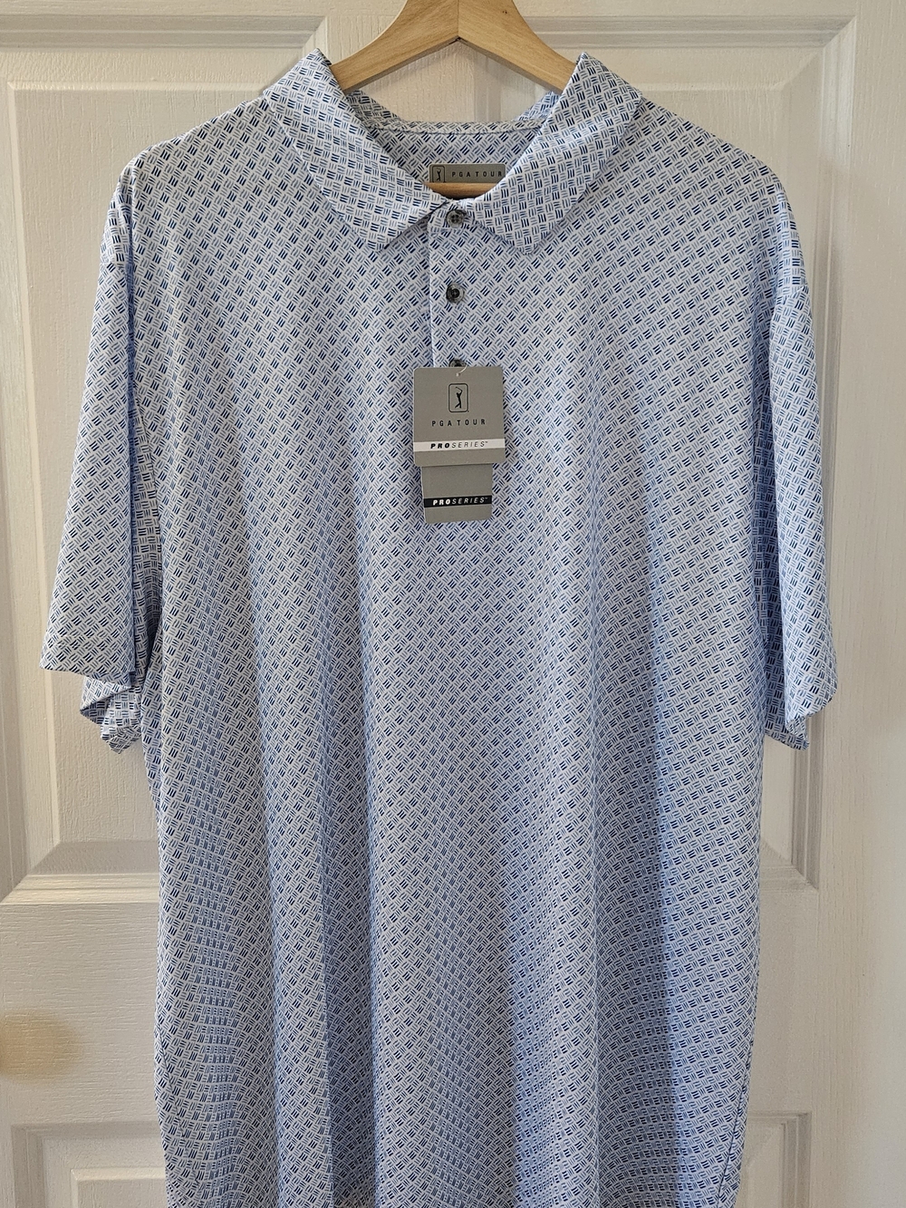 PGA Tour Light Blue Micro-Print Polo